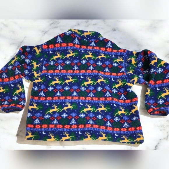 Vintage l.l. bean reindeer Christmas Holiday fleece sweater - Picture 2 of 7